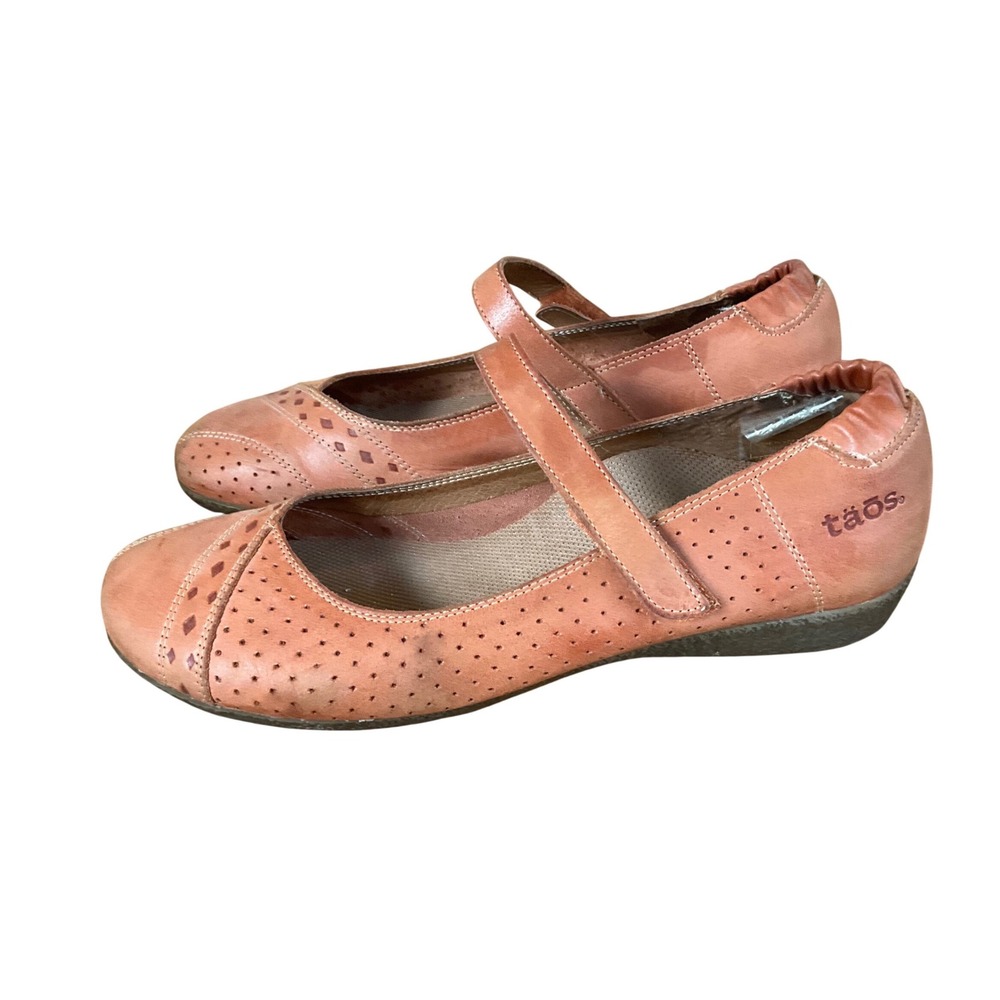 Taos Mary Jane Flats Womens 40‎ Pink Leather Perforated Comfort Shoes
